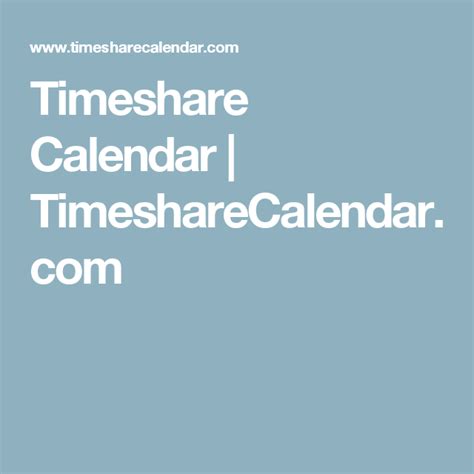 Barclay Towers Timeshare Calendar